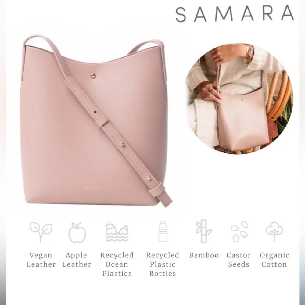 NWOT SAMARA Pink Peony Vegan Leather Medium Shoulder Crossbody Bag